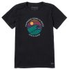 Women Life is Good Graphic Tees | Women'S Happiness Sunset Waves Crusher-Lite Tee Jet Black