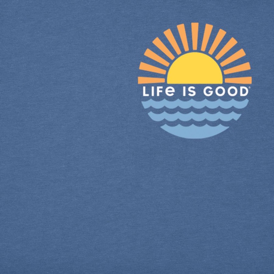 Men Life is Good Graphic Tees | Men'S Sunset Over The Water Short Sleeve Tee Vintage Blue