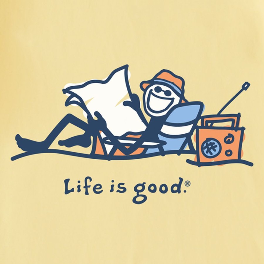 Men Life is Good Graphic Tees | Men'S Vintage Beach Jake Crusher Tee Sandy Yellow