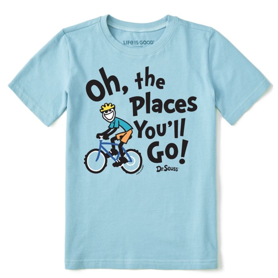 Kids Life is Good Graphic Tees | Kids Places You Go Jake Bike Crusher Tee Beach Blue