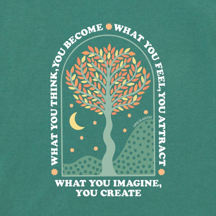 Women Life is Good Graphic Tees | Women'S What You Imagine, You Create Tree Long Sleeve Crusher Tee Spruce Green