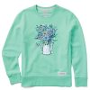 Women Life is Good Sweatshirts & Hoodies | Women'S Potted Flowers Simply True Fleece Crew Spearmint Green