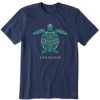 Men Life is Good Graphic Tees | Men'S Mandala Turtle Short Sleeve Tee Darkest Blue