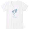 Women Life is Good Graphic Tees | Women'S Quirky Daisies Crusher Vee Cloud White