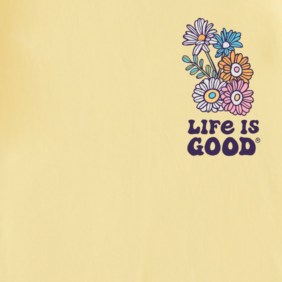 Women Life is Good Graphic Tees | Women'S Sunny Meadow Long Sleeve Crusher Tee Sandy Yellow