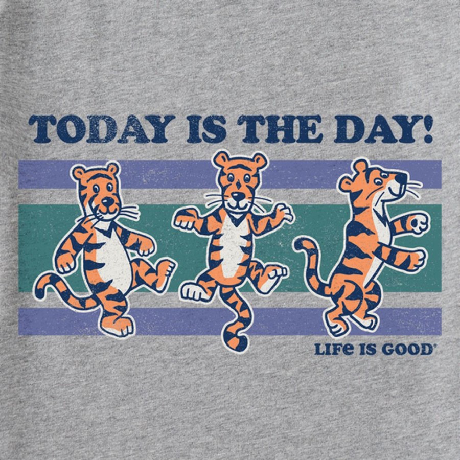 Kids Life is Good Graphic Tees | Kids Vintage Today Is The Day Tiger Stripes Crusher Tee Heather Gray