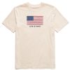 Men Life is Good Graphic Tees | Men'S Big Flag Short Sleeve Tee Putty White