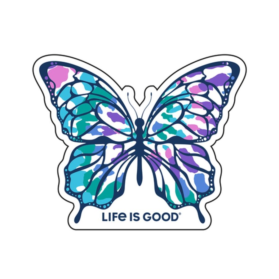 Home Life is Good Stickers & Magnets | Tie Dye Butterfly Small Die Cut Decal Cloud White