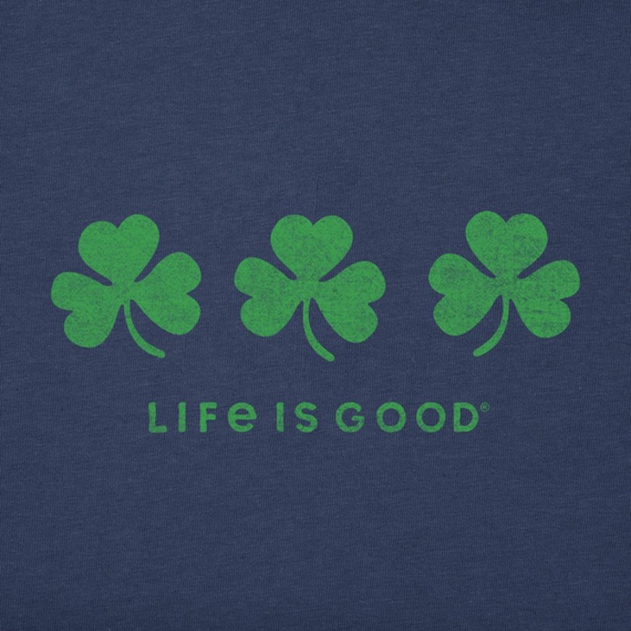 Men Life is Good Graphic Tees | Men'S Three Shamrocks Crusher Tee Darkest Blue