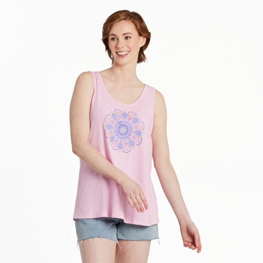 Women Life is Good Active & Slub Tops | Women'S Turtle Mandala Textured Slub Tank Seashell Pink