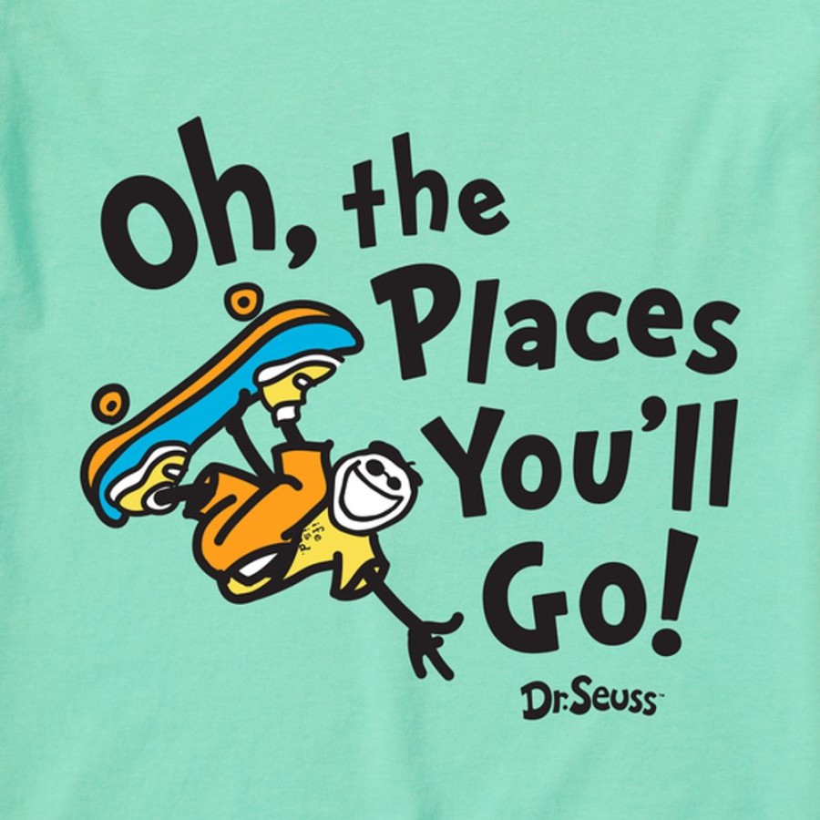 Kids Life is Good Graphic Tees | Kids Oh The Places Jake Skateboard Crusher Tee Spearmint Green