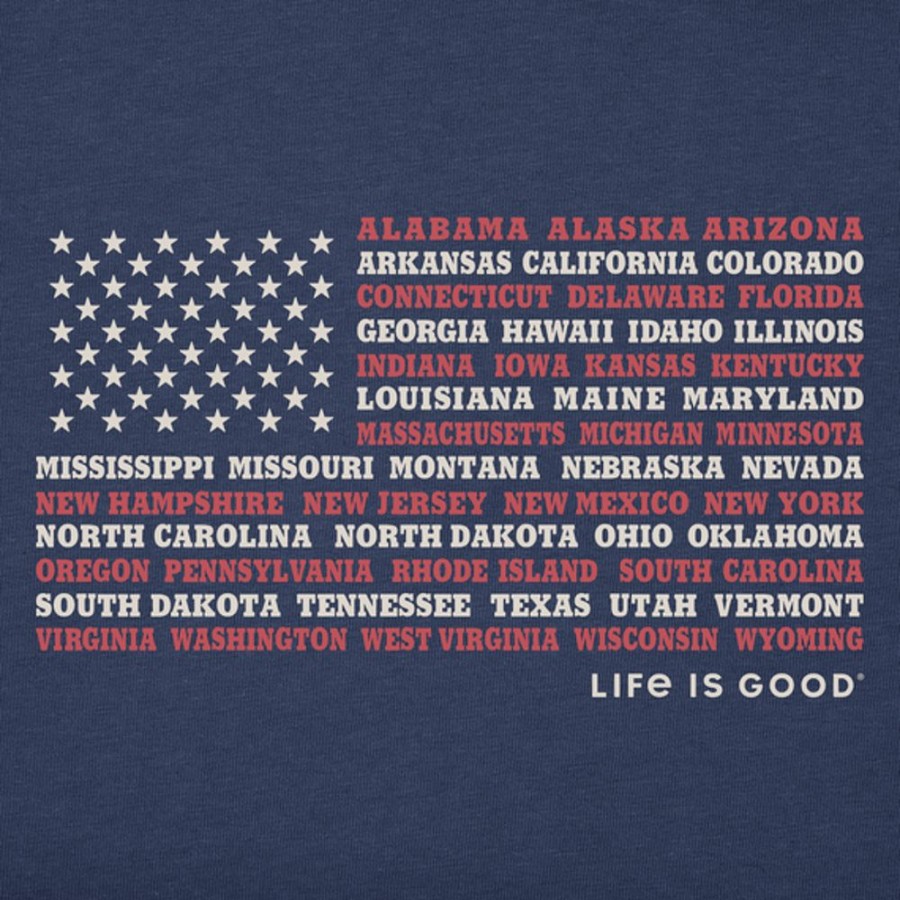 Kids Life is Good Graphic Tees | Kids Clean 50 States Flag Crusher Tee Darkest Blue