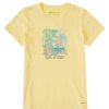 Women Life is Good Graphic Tees | Women'S Dreamy Take It Easy Flamingo Crusher Tee Sandy Yellow