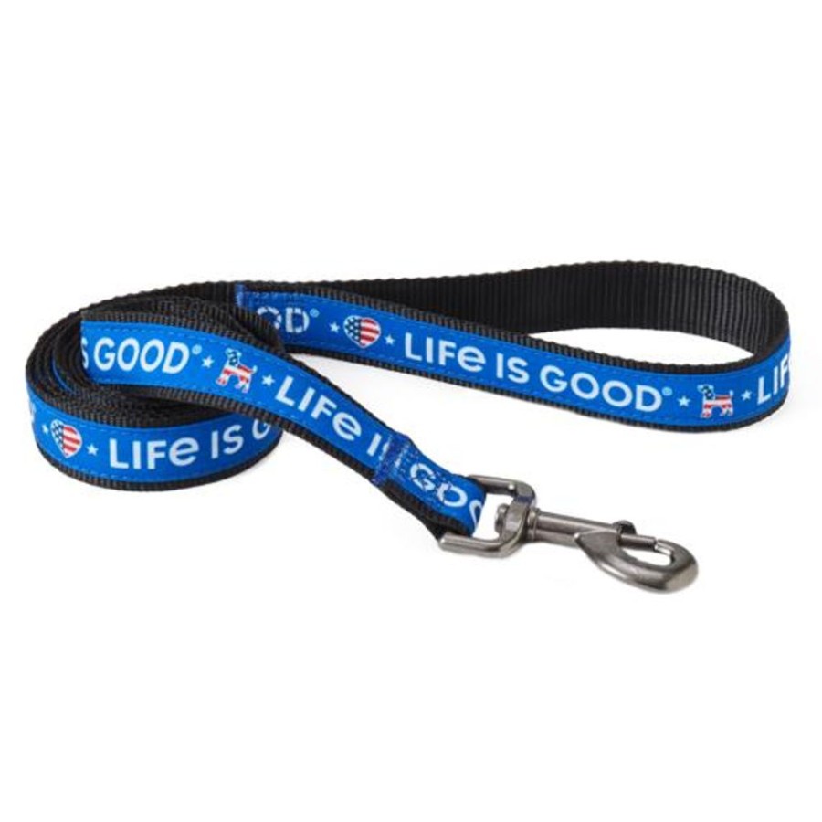 Home Coastal Pet | Americana Heart Ribbon Overlay Dog Leash Royal Blue