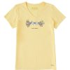 Women Life is Good Graphic Tees | Women'S Beach Path Short Sleeve Vee Sandy Yellow