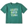 Women Life is Good Boxy Tees | Women'S Groovy Spread Good Vibes Boxy Crusher Tee Spruce Green