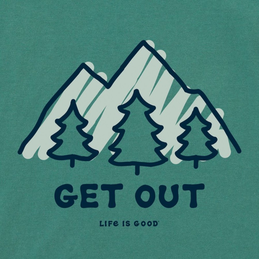 Men Life is Good Graphic Tees | Men'S Get Out Landscape Long Sleeve Crusher Tee Spruce Green