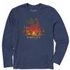 Men Life is Good Graphic Tees | Men'S Simplify Campfire Long Sleeve Crusher Tee Darkest Blue