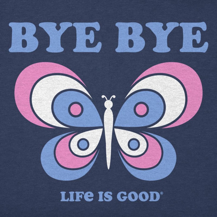 Kids Life is Good Graphic Tees | Kids Clean Bye Bye Butterfly Crusher Tee Darkest Blue