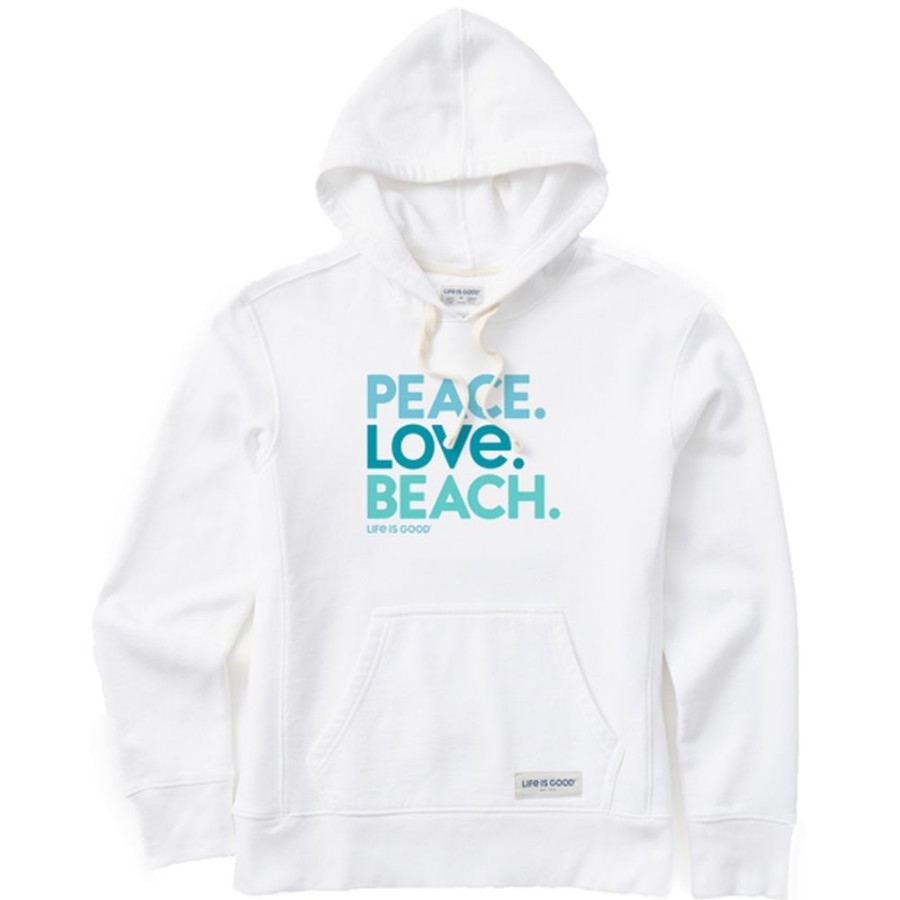 Women Life is Good Sweatshirts & Hoodies | Women'S Peace Love Beach Simply True Fleece Hoodie Cloud White