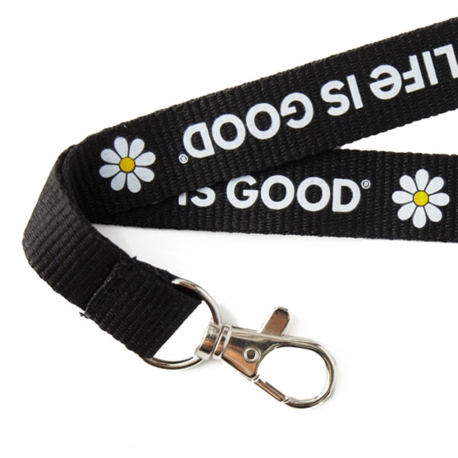 Women Life is Good Keychains | Daisy Breakaway Lanyard Jet Black