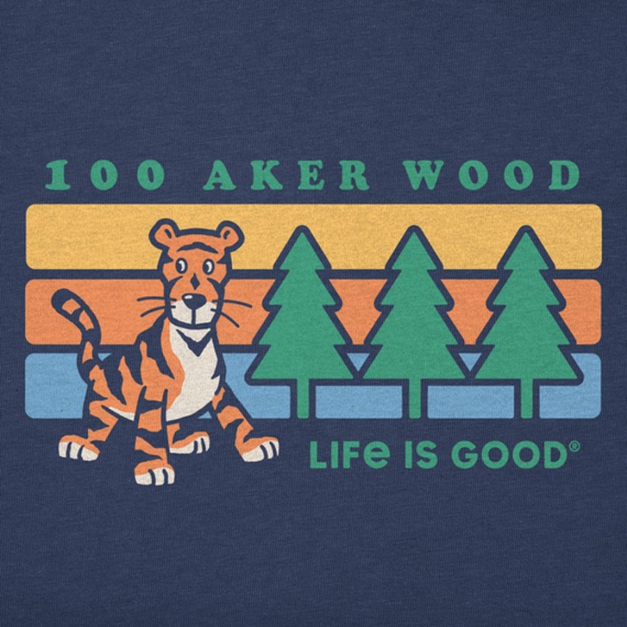 Kids Life is Good Graphic Tees | Kids Clean 100 Aker Wood Tiger Stripes Crusher Tee Darkest Blue