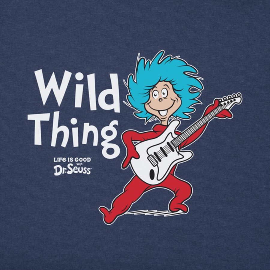 Kids Life is Good Graphic Tees | Kids Cat In The Hat Wild Thing Guitar Crusher Tee Darkest Blue