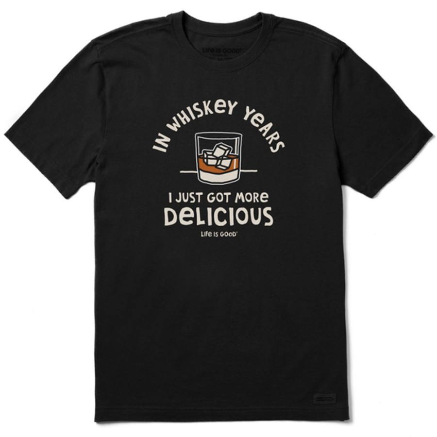 Men Life is Good Graphic Tees | Men'S Naive Whiskey Years Crusher Tee Jet Black