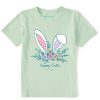 Kids Life is Good Graphic Tees | Kids Happy Easter Bunny Ears Flower Crown Crusher Tee Sage Green