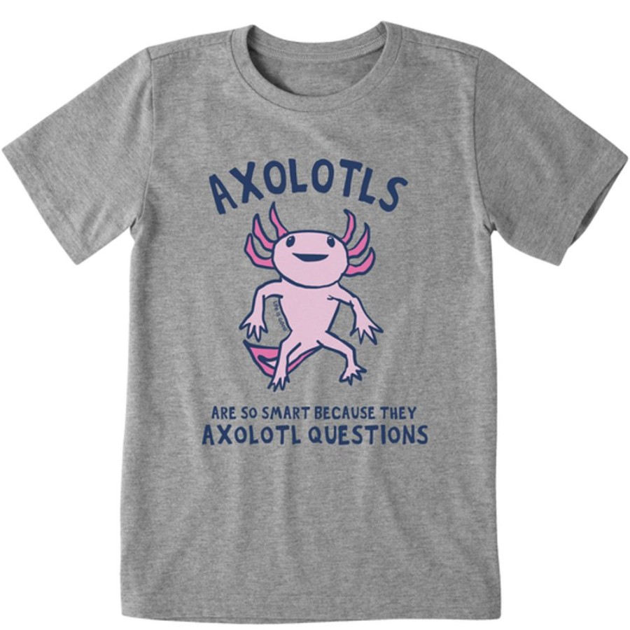 Kids Life is Good Graphic Tees | Kids Axolotls Questions Crusher Tee Heather Gray