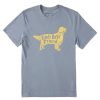 Men Life is Good Graphic Tees | Men'S Dad'S Best Friend Golden Retriever Short Sleeve Tee Stone Blue