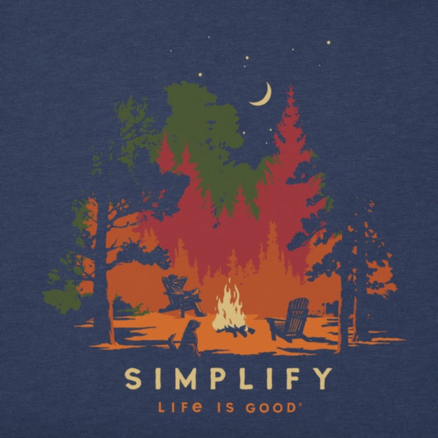 Men Life is Good Graphic Tees | Men'S Simplify Campfire Short Sleeve Tee Darkest Blue