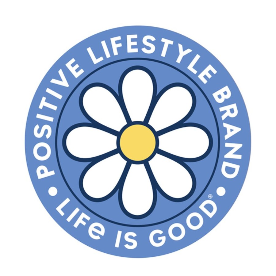 Home Life is Good Stickers & Magnets | Positive Lifestyle Daisy 4" Circle Sticker Cornflower Blue