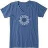 Women Life is Good Graphic Tees | Women'S French Sunflower Crusher Vee Vintage Blue