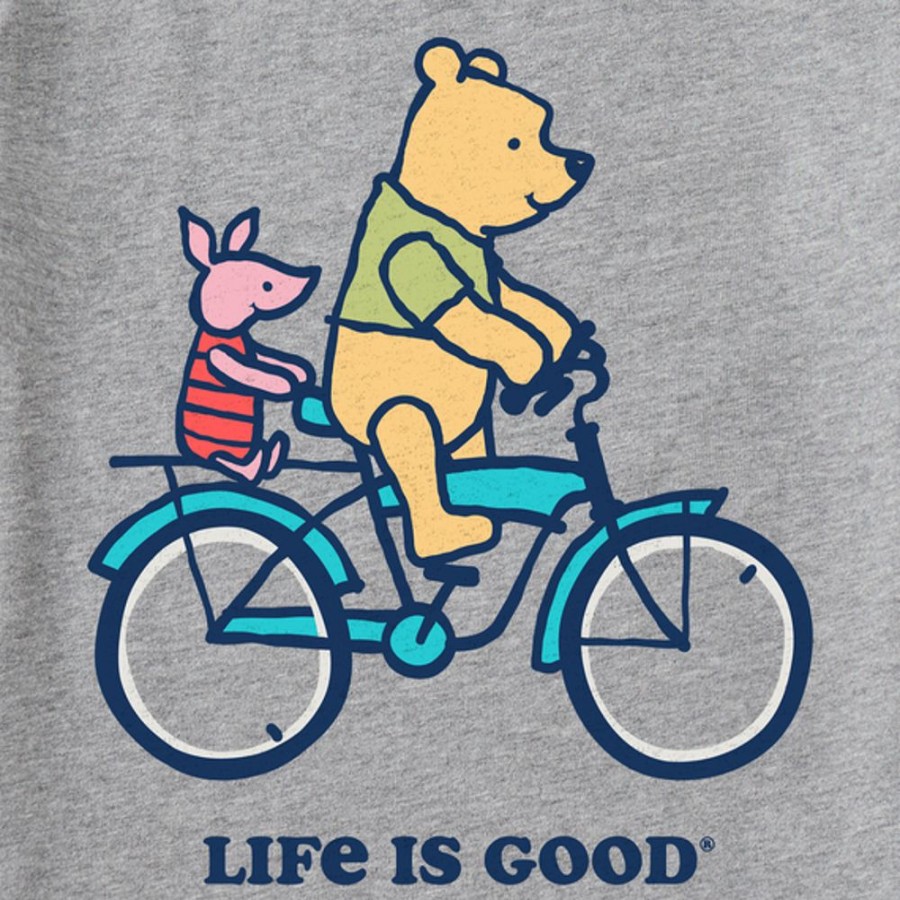 Kids Life is Good Graphic Tees | Kids Vintage Winnie & P Bike Crusher Tee Heather Gray