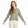 Women Life is Good Solid Tees | Women'S Solid Crusher Boxy Hoodie Moss Green