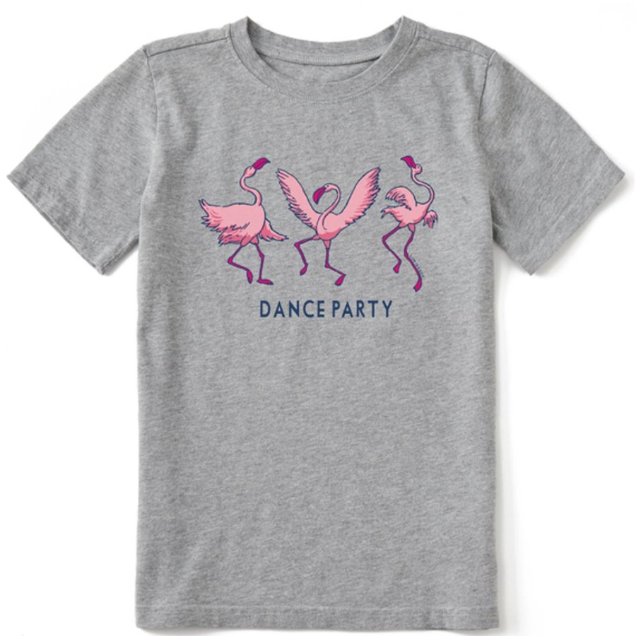 Kids Life is Good Graphic Tees | Kids Flamingo Dance Party Crusher Tee Heather Gray