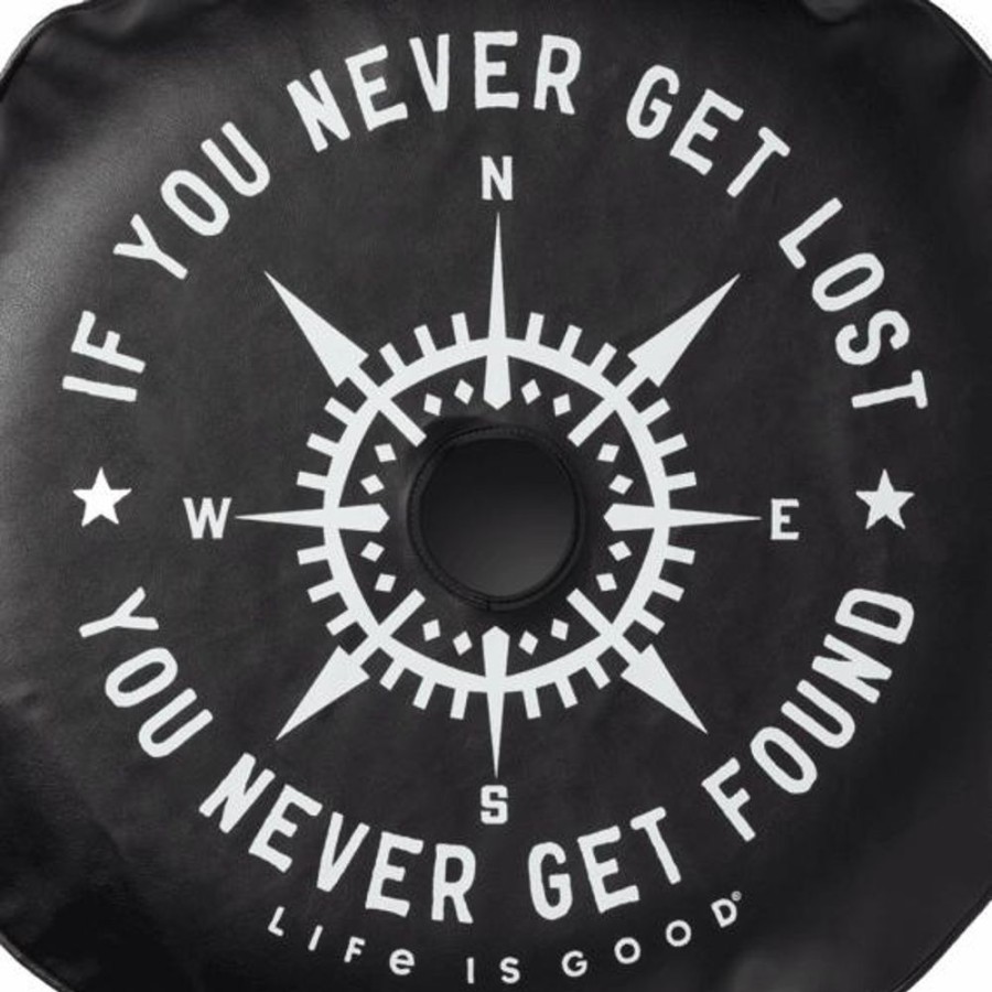 Home Life is Good Tire Covers | Lost And Found Compass Rearview Camera Tire Cover Night Black