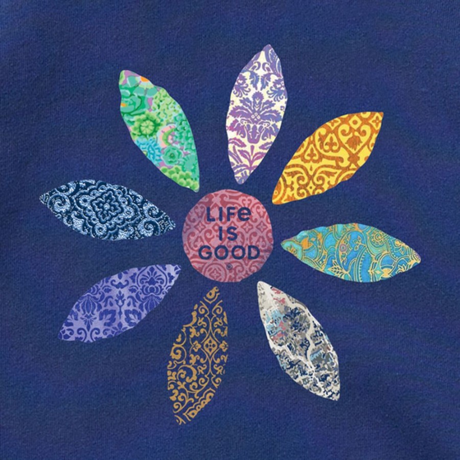 Women Life is Good Sweatshirts & Hoodies | Women'S Global Flower Simply True Fleece Crew Darkest Blue