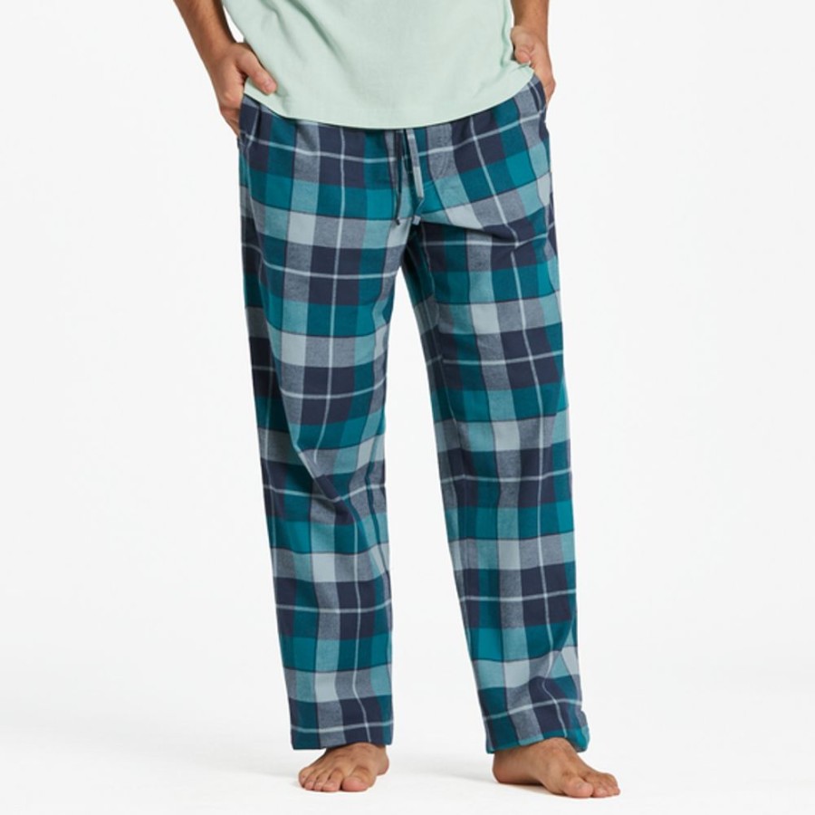 Men Life is Good Lounge & Sleepwear | Men'S Smoky Mallard Plaid Classic Sleep Pant Smoky Blue