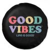 Home Life is Good Tire Covers | Good Vibes Tire Cover Jet Black