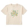 Women Life is Good Boxy Tees | Women'S Clean Charmed Clover Boxy Crusher Tee Putty White