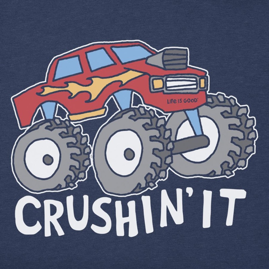 Kids Life is Good Graphic Tees | Kids Naive Crushin It Truck Crusher Tee Darkest Blue