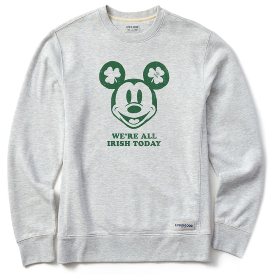 Men Life is Good Sweatshirts & Hoodies | Men'S Clean We'Re All Irish Today Willie Simply True Fleece Crew Light Heather Gray