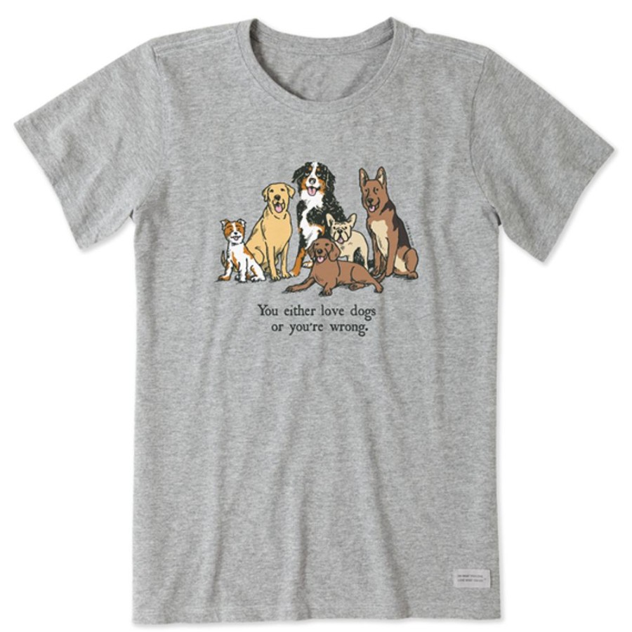 Women Life is Good Graphic Tees | Women'S Storybook Love Dogs Or Your Wrong Breeds Short Sleeve Tee Heather Gray