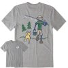 Men Life is Good Graphic Tees | Men'S Jake And Rocket Fishing Walk Short Sleeve Tee Heather Gray