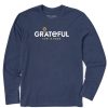 Men Life is Good Graphic Tees | Men'S Grateful Sunflower Long Sleeve Tee Darkest Blue