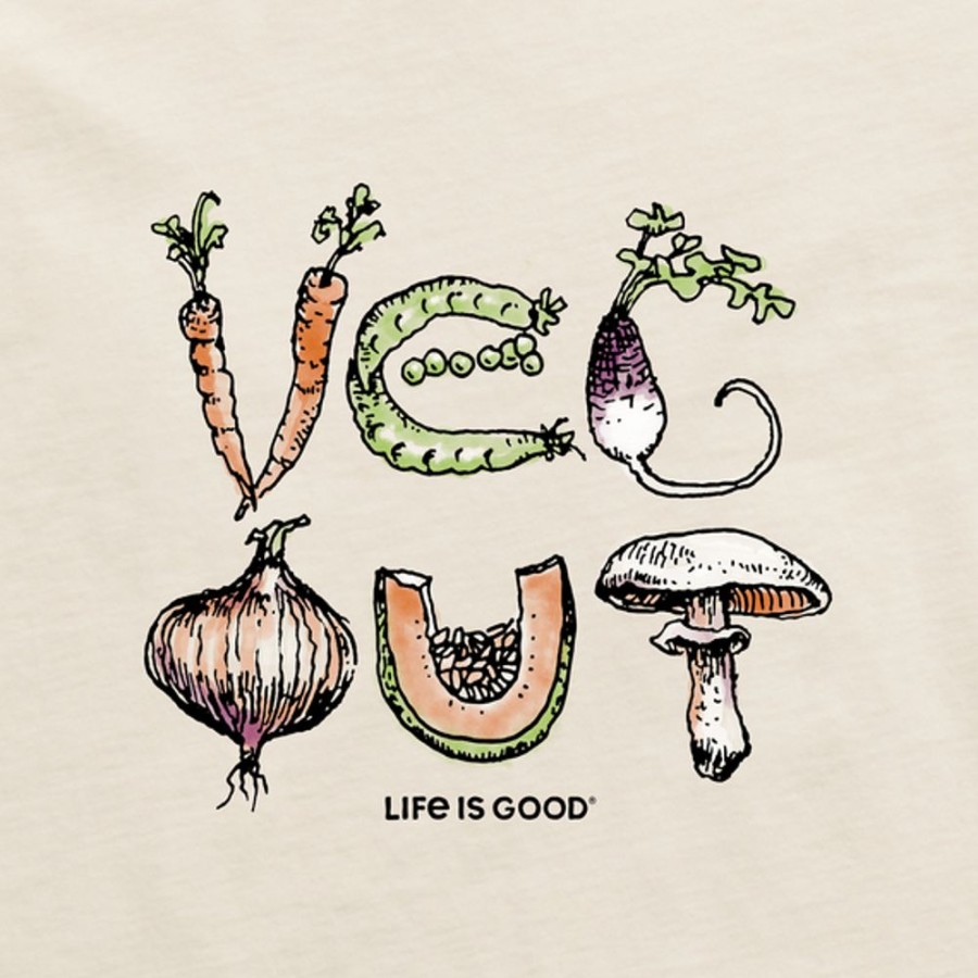 Women Life is Good Boxy Tees | Women'S Veg Out Veggies Boxy Crusher Tee Putty White