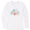 Women Life is Good Graphic Tees | Women'S Hibiscus Beach Watercolor Long Sleeve Crusher Vee Cloud White