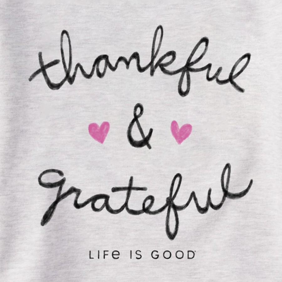 Women Life is Good Sweatshirts & Hoodies | Women'S Thankful And Grateful Simply True Fleece Crew Light Heather Gray